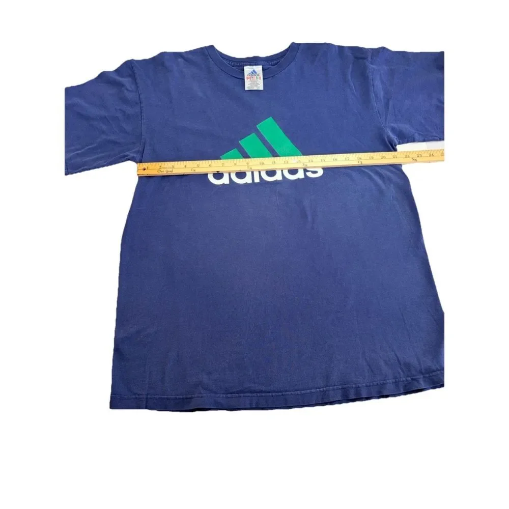 Vintage Adidas Mens Large Blue Logo Graphic T Shirt Short Sleeve Athletic Casual